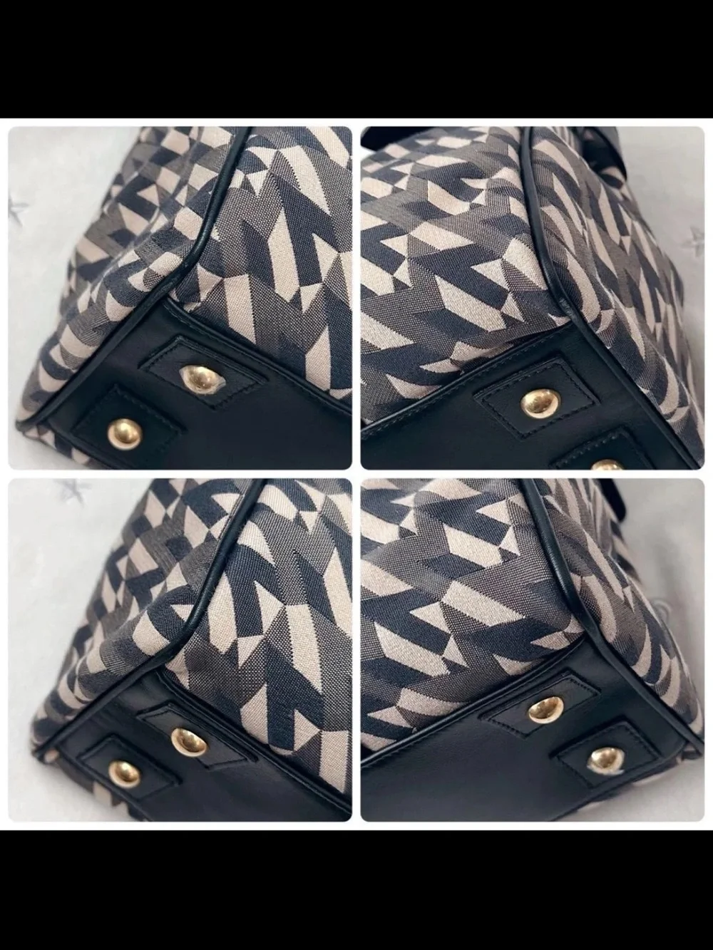 Mulberry Black and Beige Geometric Satchel